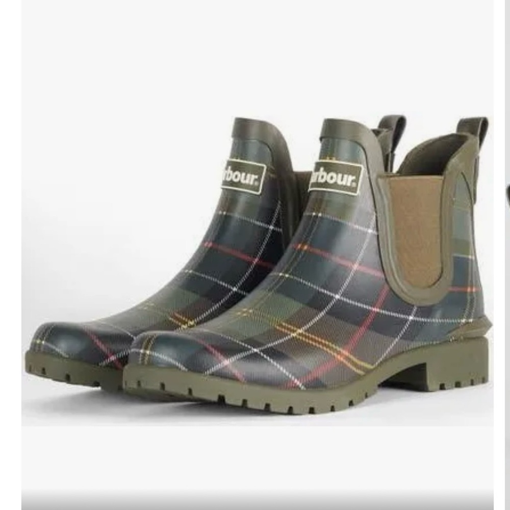Barbour tartan rain booties